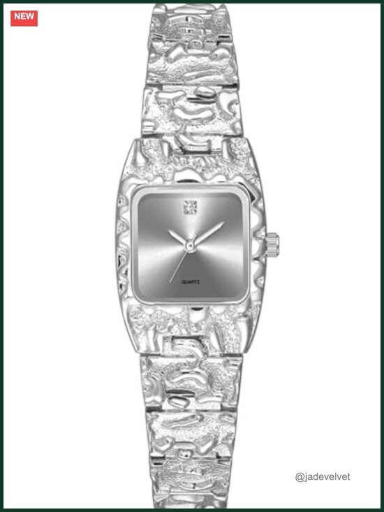 Vintage Women\'s Gold Bracelet Watch Square Quartz Dress Wristwatch Textured Band main image 5